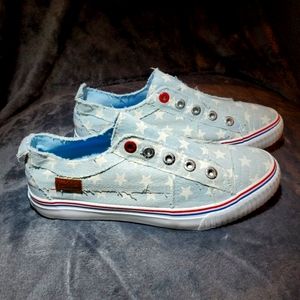 Blowfish Light Blue Star-Print Slip-On Sneakers